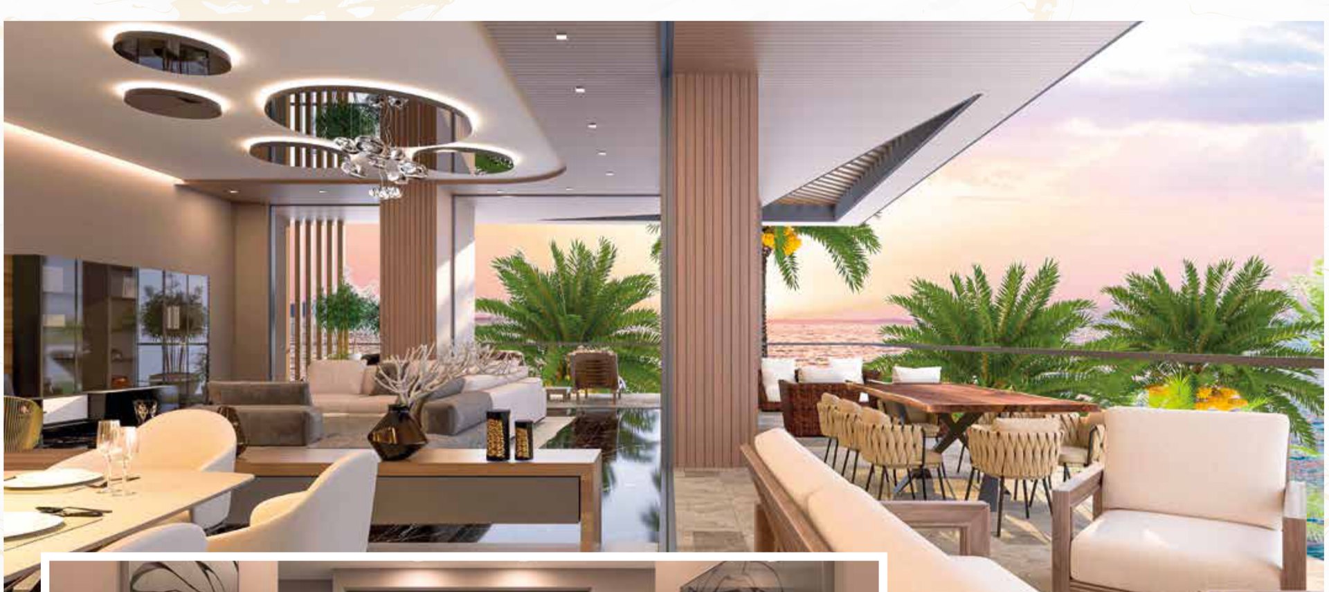 Terrasse et séjour du penthouse